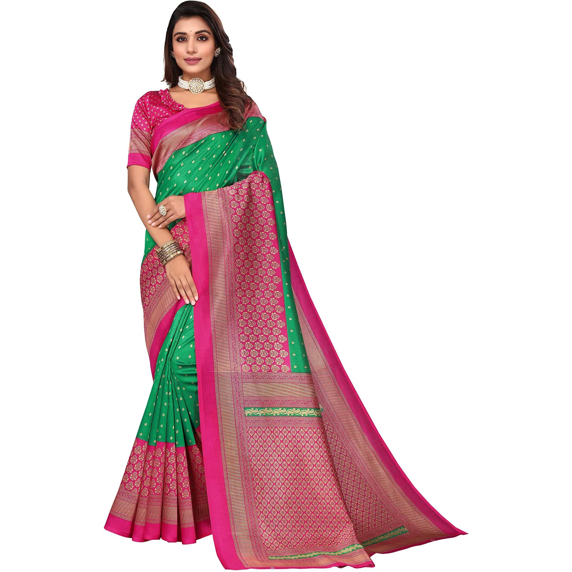 Yashika Women's Jacquard Art Silk Saree (JUGANI Green_Green16)
