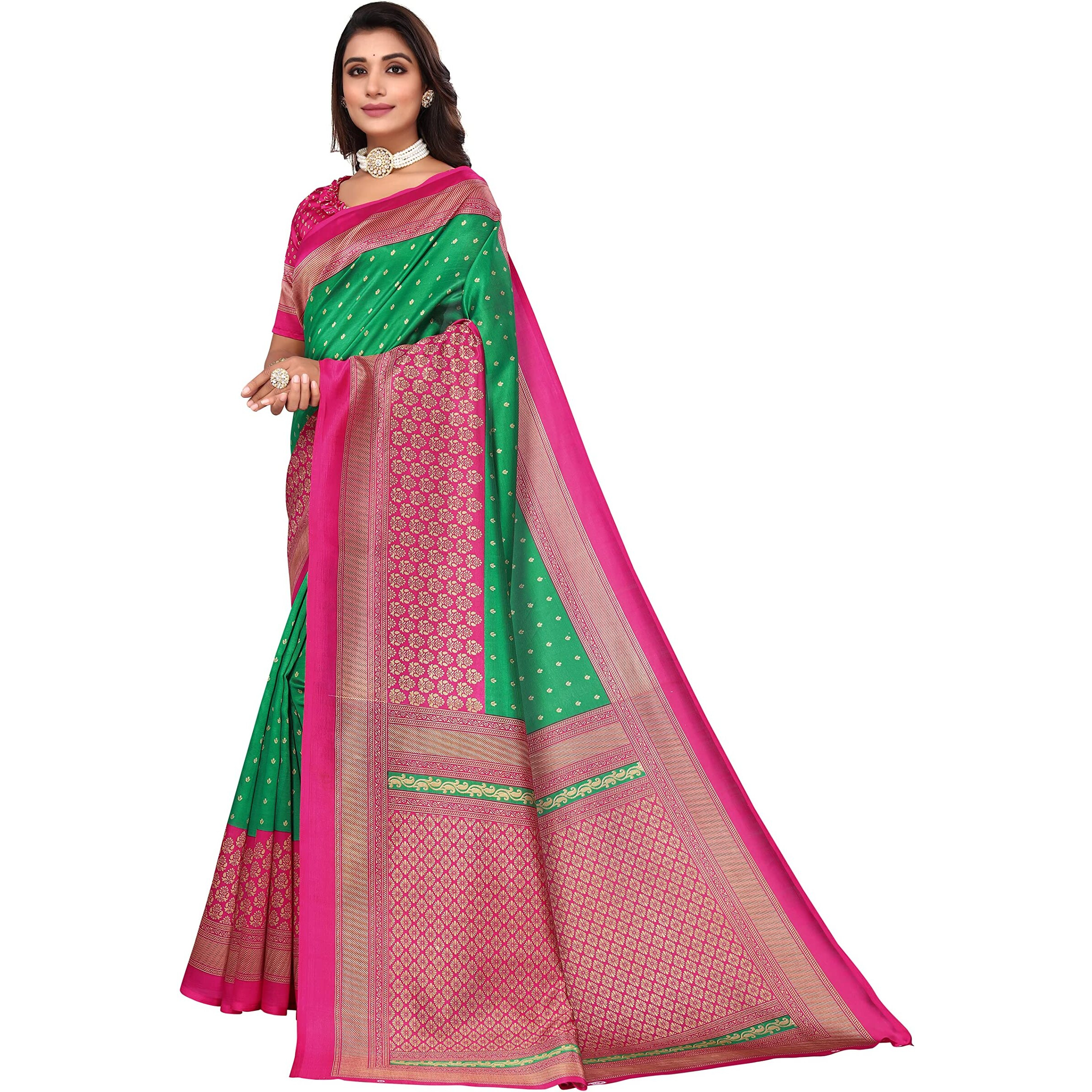 Yashika Women's Jacquard Art Silk Saree (JUGANI Green_Green16)