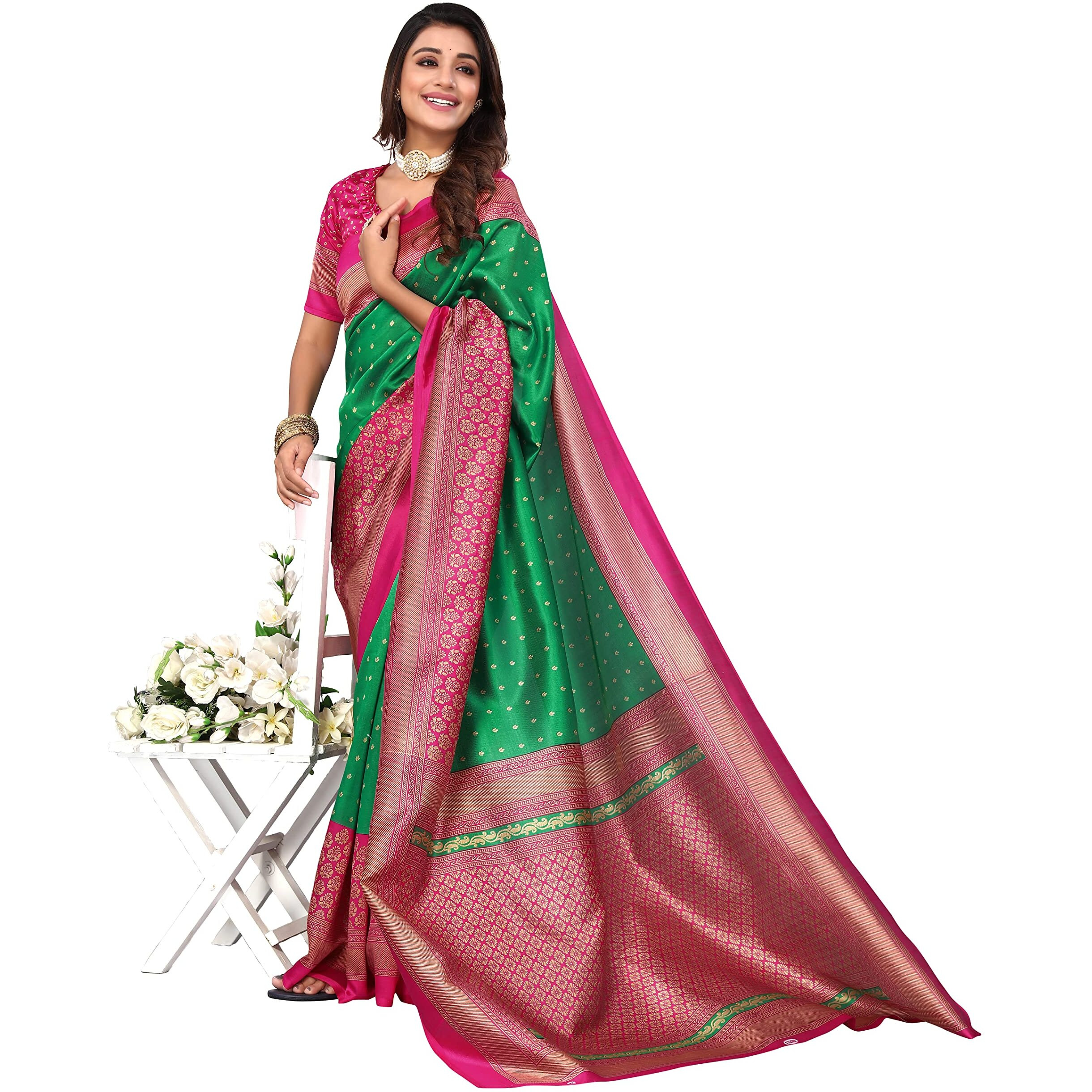 Yashika Women's Jacquard Art Silk Saree (JUGANI Green_Green16)
