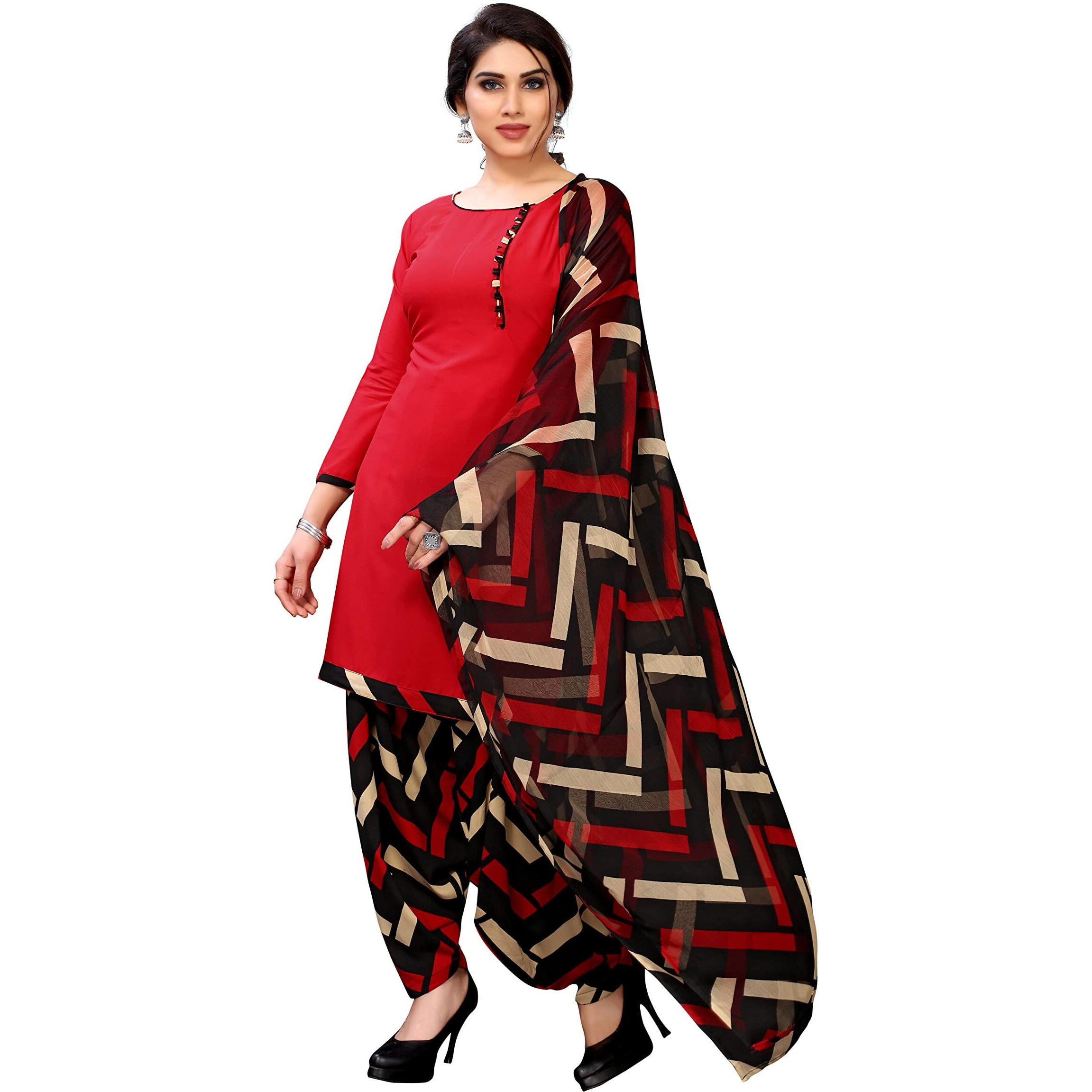 Yashika Women's (Dress Material_366_Red_Free Size)