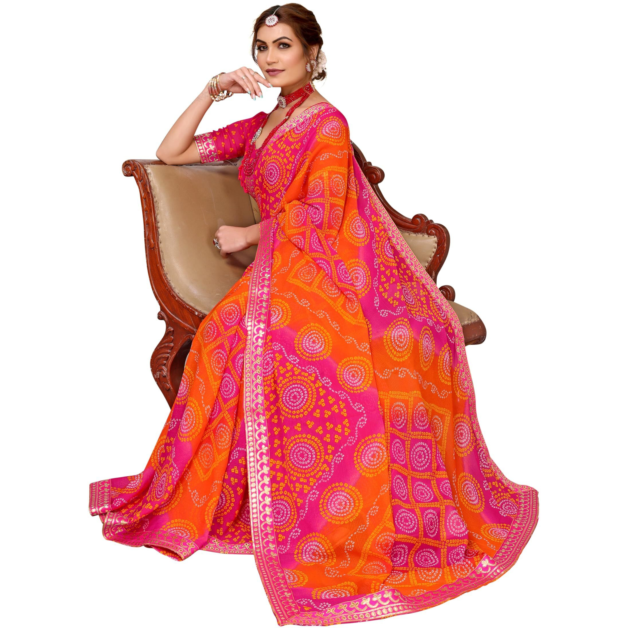 Yashika Women's Woven Latest Georgette Saree with Lace and Blouse Material (AZ-YS-P2-AACHAL-KORAM-Parent-NEW_Pink)