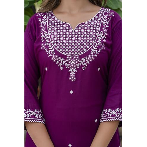 Yashika Women's Reyon Regular Kurta Set in Solid Purple Color and Pure Rayon Fabric with Pant (AZ-YS-P1-KS2152-XL
