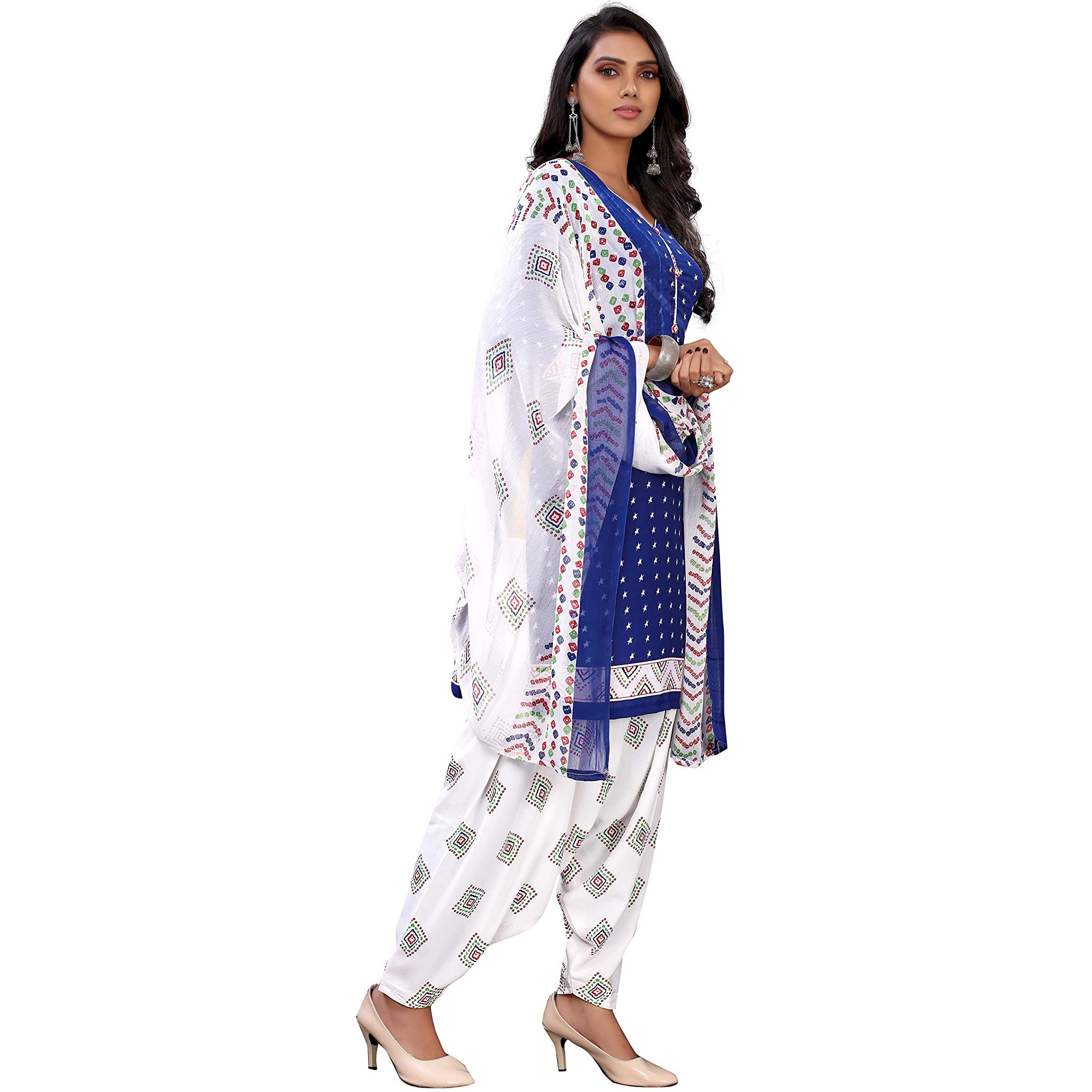 Yashika Women's Crepe Salwar Suit Material (HEZAL Navy_Blue_Free Size)