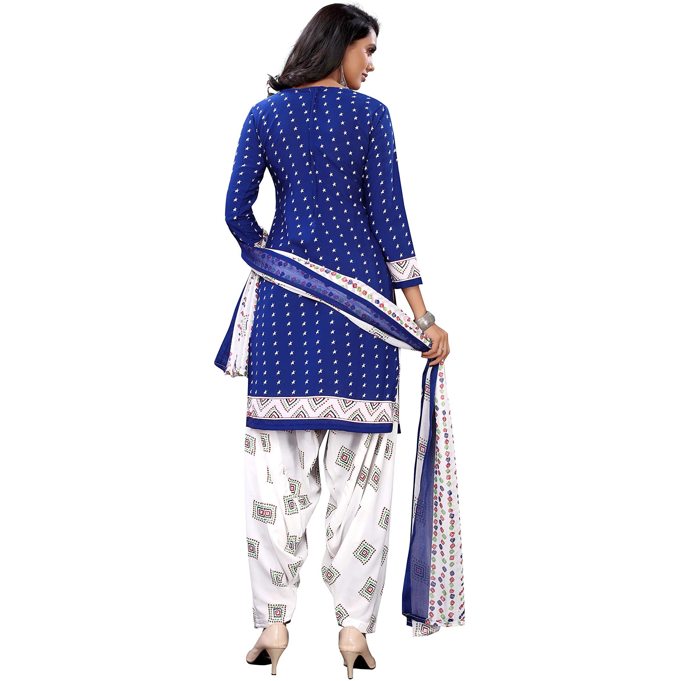 Yashika Women's Crepe Salwar Suit Material (HEZAL Navy_Blue_Free Size)