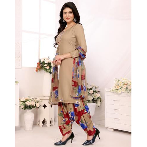 Yashika Women's Printed Dress Material - Unstitched Crepe Fabric Kurti, Pants & Dupatta Set (AZ-YS-P4-ADMIRING BLUE)