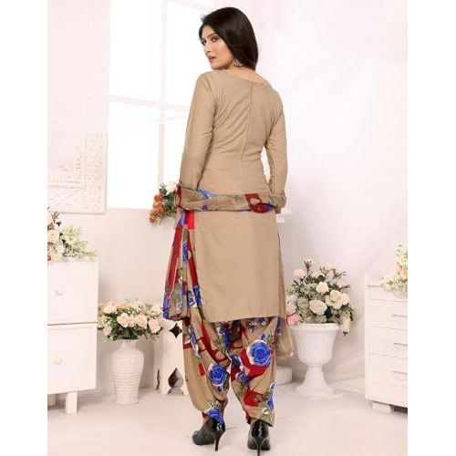 Yashika Women's Printed Dress Material - Unstitched Crepe Fabric Kurti, Pants & Dupatta Set (AZ-YS-P4-ADMIRING BLUE)