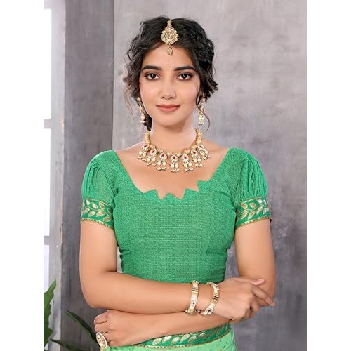 Yashika Women's Woven Latest Georgette Saree with Lace and Blouse Material (AZ-YS-P3-PADMINI-VANSHI-Parent-NEW_Pista)