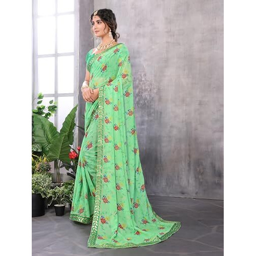 Yashika Women's Woven Latest Georgette Saree with Lace and Blouse Material (AZ-YS-P3-PADMINI-VANSHI-Parent-NEW_Pista)