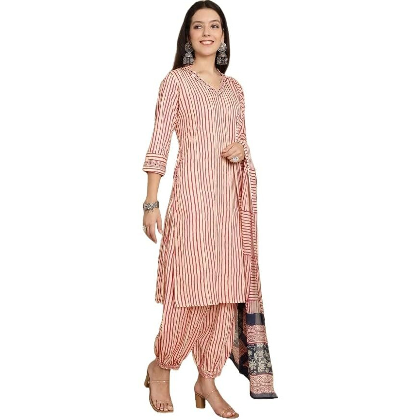 Yashika Women's Floral Regular Kurta Ethnicity Meets in Style Experience The Perfect of Tradition and Comfort with Our Cotton Blend Sets (AZ-YS-OG-KS2134-Parent_Beige_S)