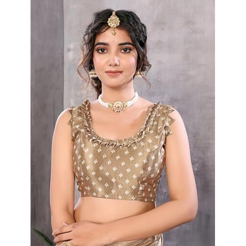 Yashika Women's Woven Latest Tussar Silk Saree with Lace and Blouse Material (AZ-YS-P1-RIZWANA-Parent_Mustard)