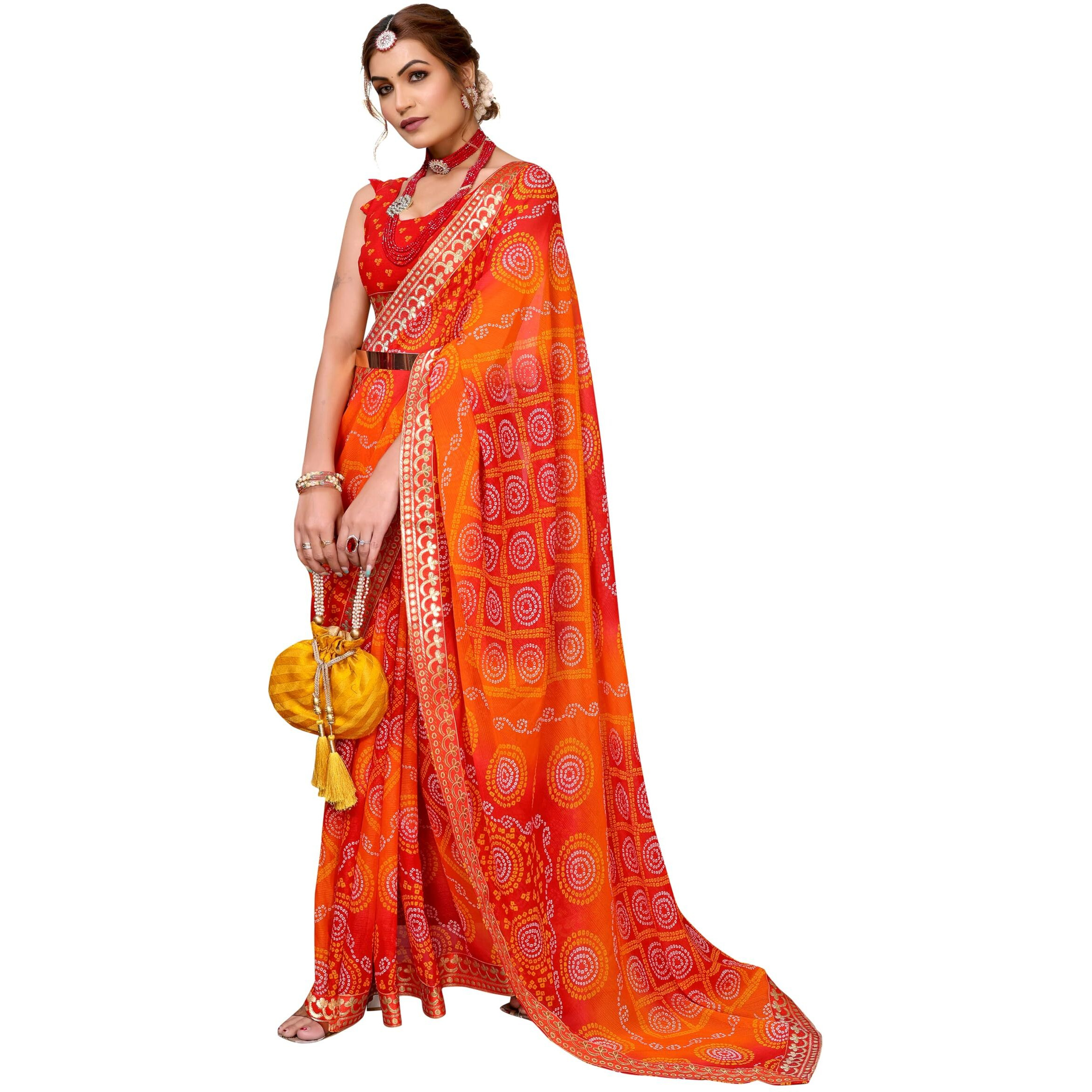Yashika Women's Woven Latest Georgette Saree with Lace and Blouse Material (AZ-YS-P2-AACHAL-KORAM-Parent-NEW_Red)
