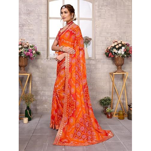 Yashika Women's Woven Latest Georgette Saree with Lace and Blouse Material (AZ-YS-P2-AACHAL-KORAM-Parent-NEW_Red)