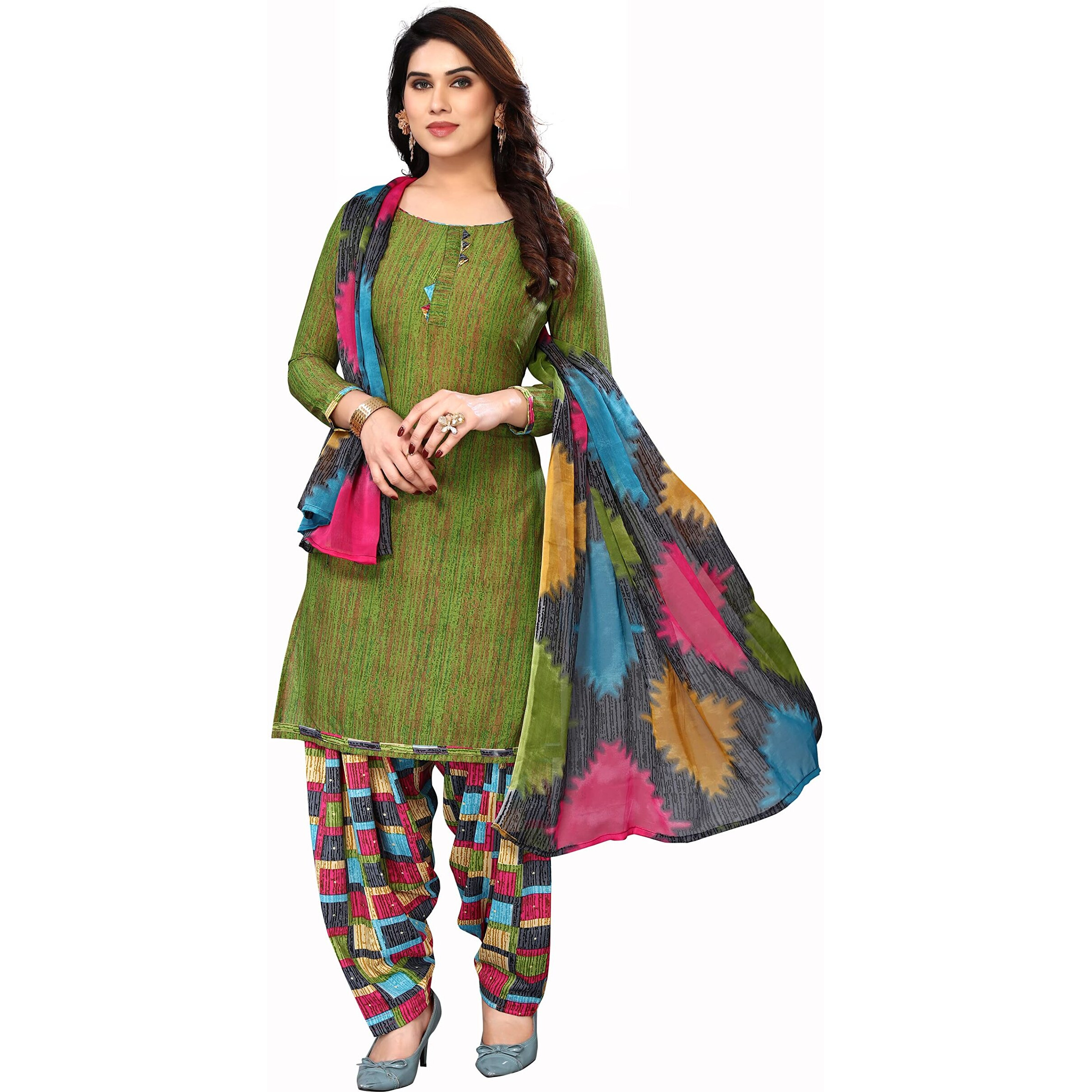 Yashika Women's Crepe Printed Unstitched Salwar Suit Dress Material With Dupatta(NEW-SOBHNA MEHENDI)