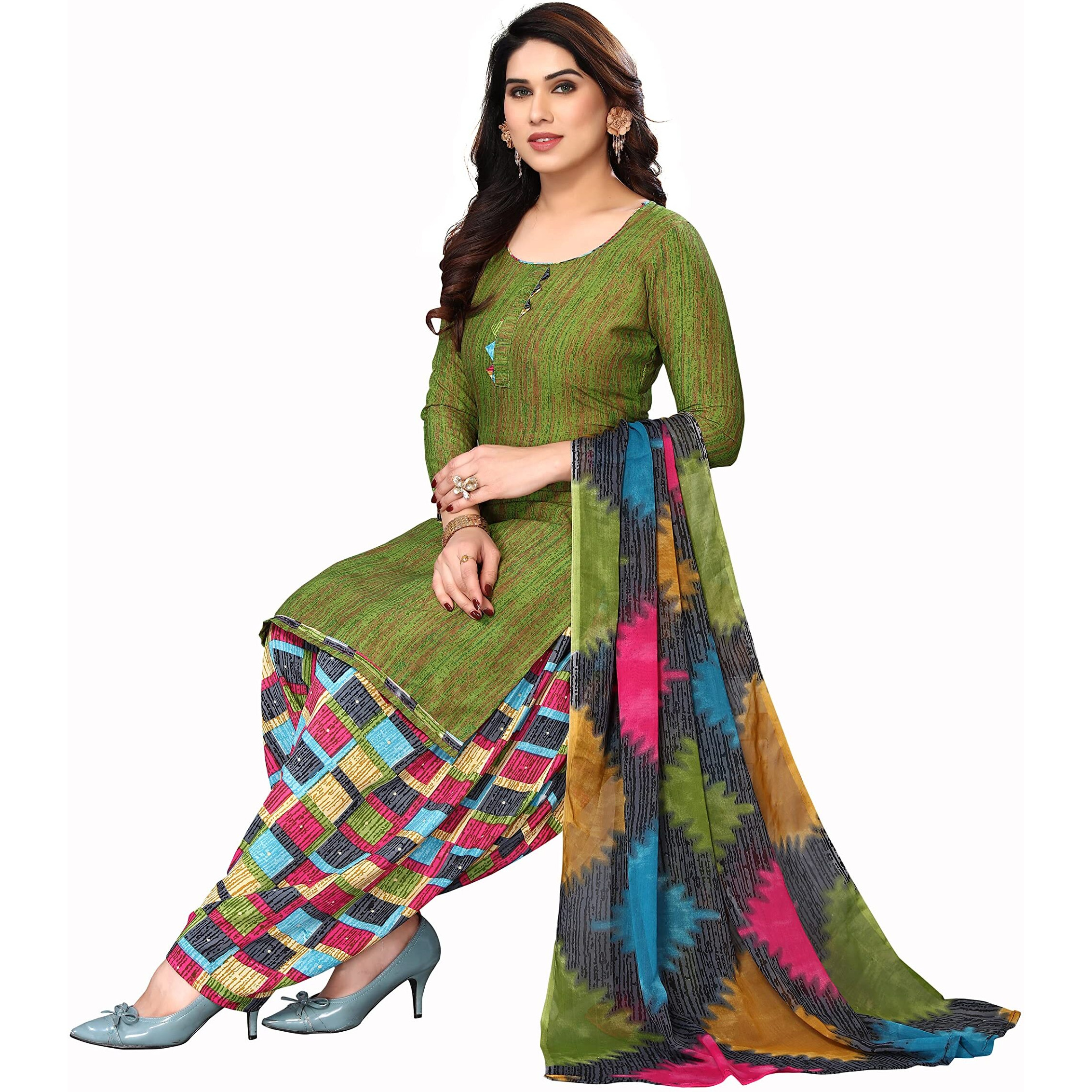Yashika Women's Crepe Printed Unstitched Salwar Suit Dress Material With Dupatta(NEW-SOBHNA MEHENDI)