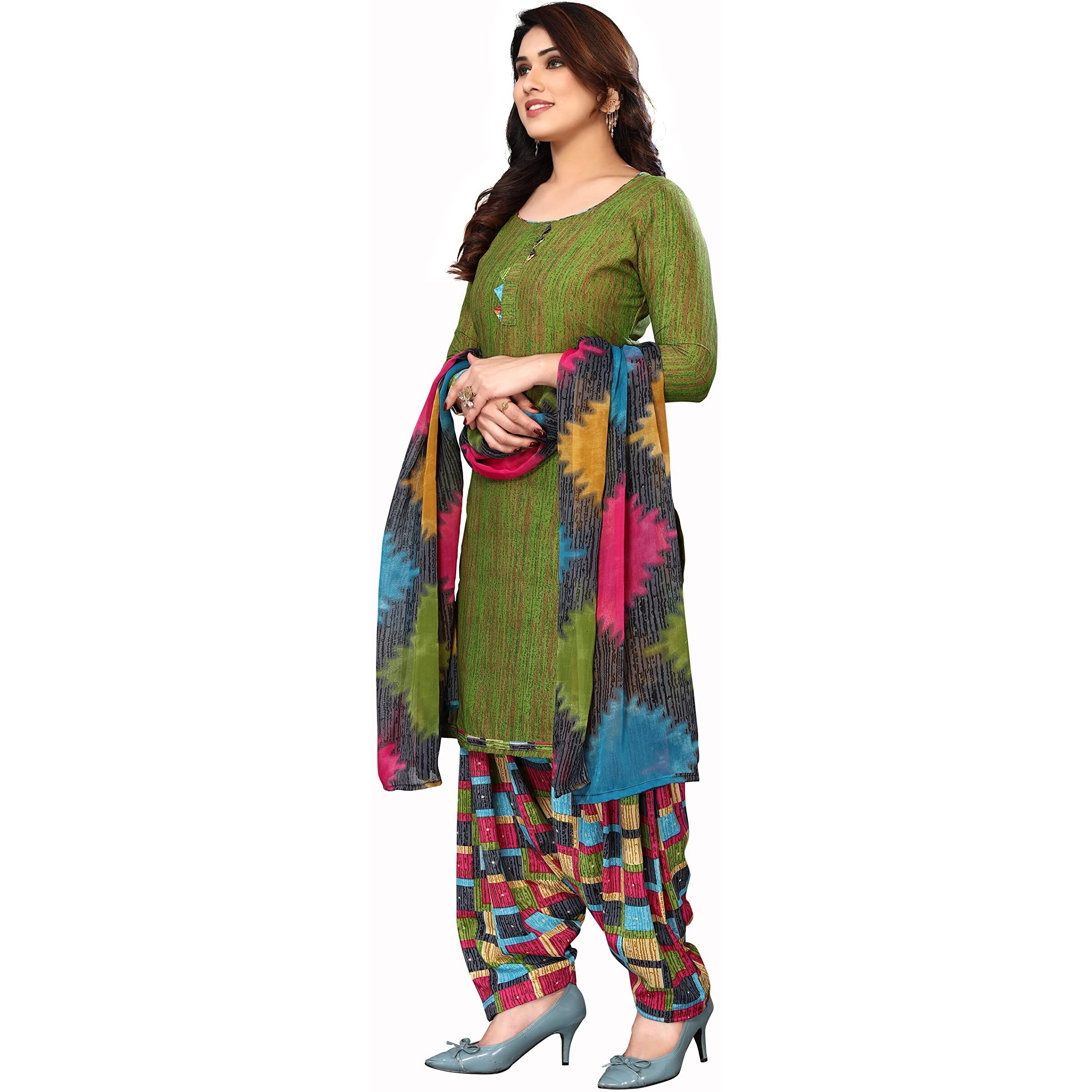 Yashika Women's Crepe Printed Unstitched Salwar Suit Dress Material With Dupatta(NEW-SOBHNA MEHENDI)