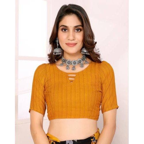 Yashika Women's Woven Latest Georgette Saree with Unstitched Blouse Material-Suitable for Party, Festival and Wedding (AZ-YS-P1-FLORAL-ZEEL-Parent_Yellow)
