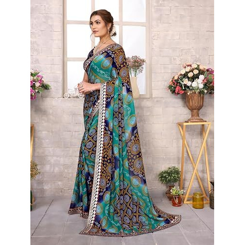 Yashika Women's Woven Latest Georgette Saree with Lace and Blouse Material (AZ-YS-P2-AACHAL-KORAM-Parent-NEW_Rama)