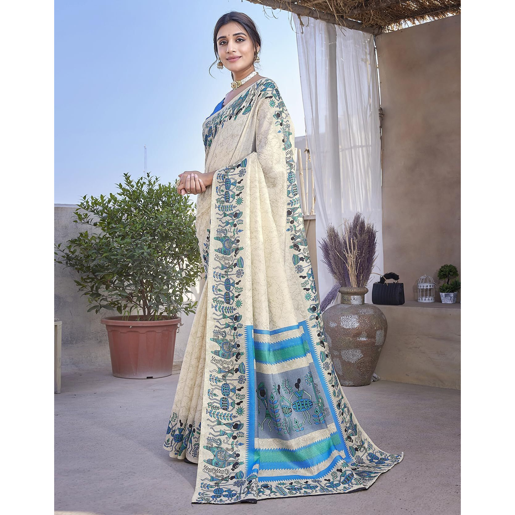 Yashika Plain Art Silk Saree for Women's (AZ-YS-P1-VIVO Blue