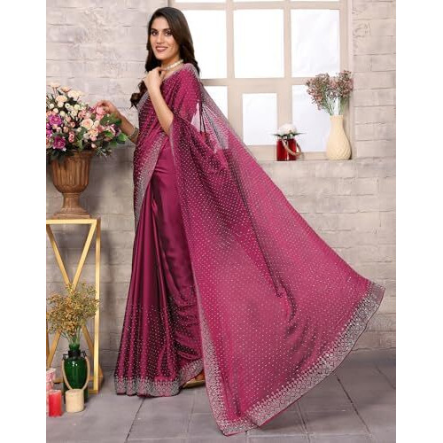 Yashika Women's Woven Chiffon Latest Black Rangoli Fabric Saree with Lace and Blouse Material (AZ-YS-P2-SWARNA-TANIKSHA-Parent_Purple)