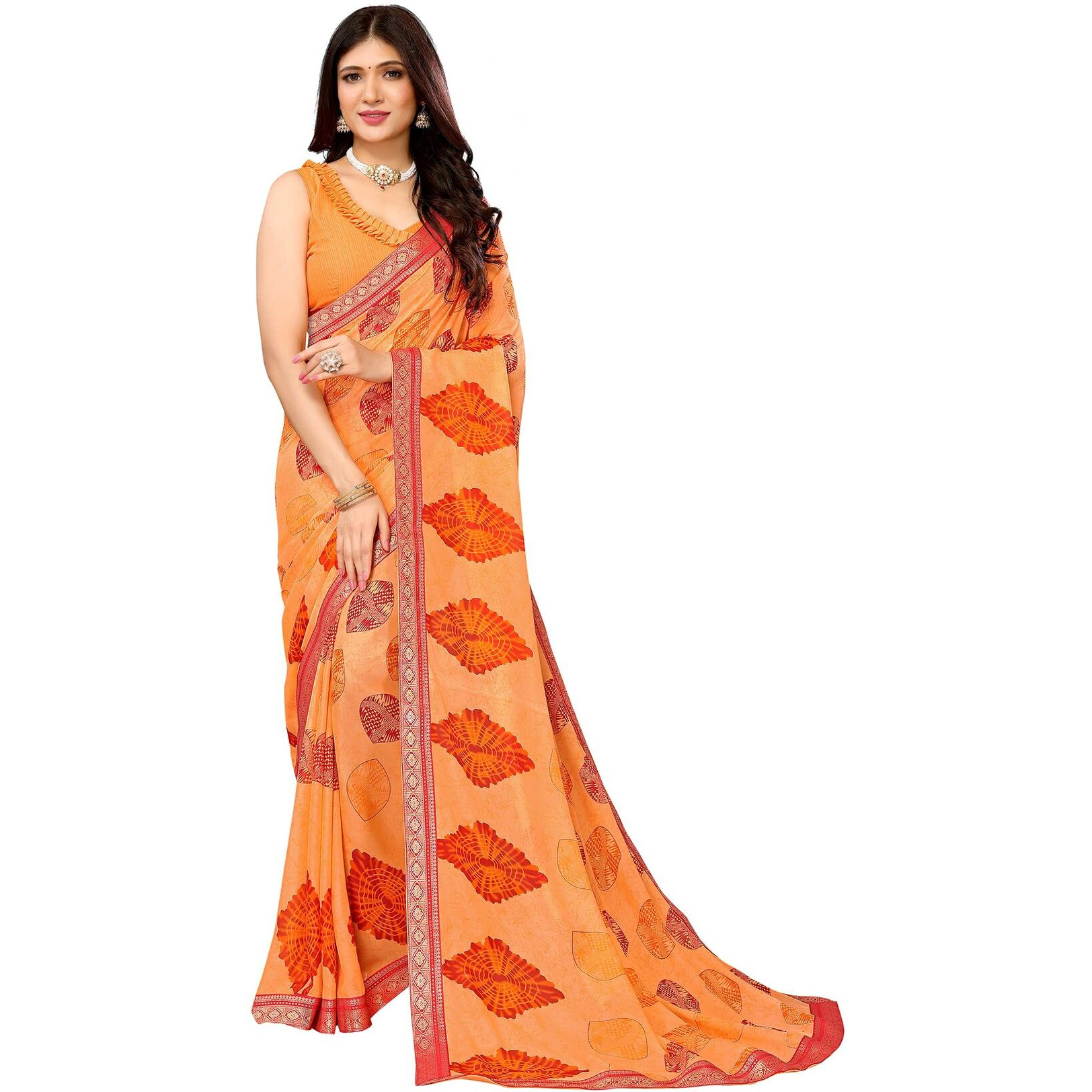 Yashika Woven Georgette Women's Saree (AZ-YS-P1-KUSUM-NAINA-SOMIYA-Parent_Orange)