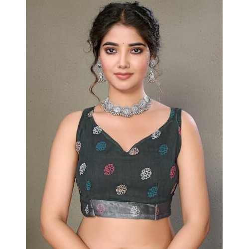 Yashika Women's Plain Digital Print Cotton Silk Blend Saree with Silver Weaving Border Tassels-Elegant Ethnic Wear for Festive and Casual Occasions (AZ-YS-P1-TIGER 07 to 20-Parent_Tiger 09-Green)