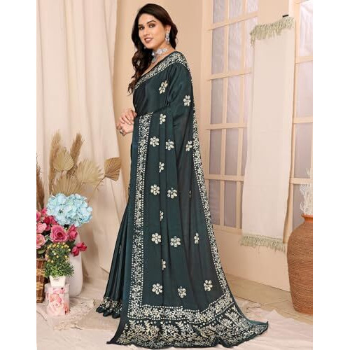Yashika Woven Malgudi Art Silk Women's Saree (AZ-PY-P1-UTISHA Dark Green