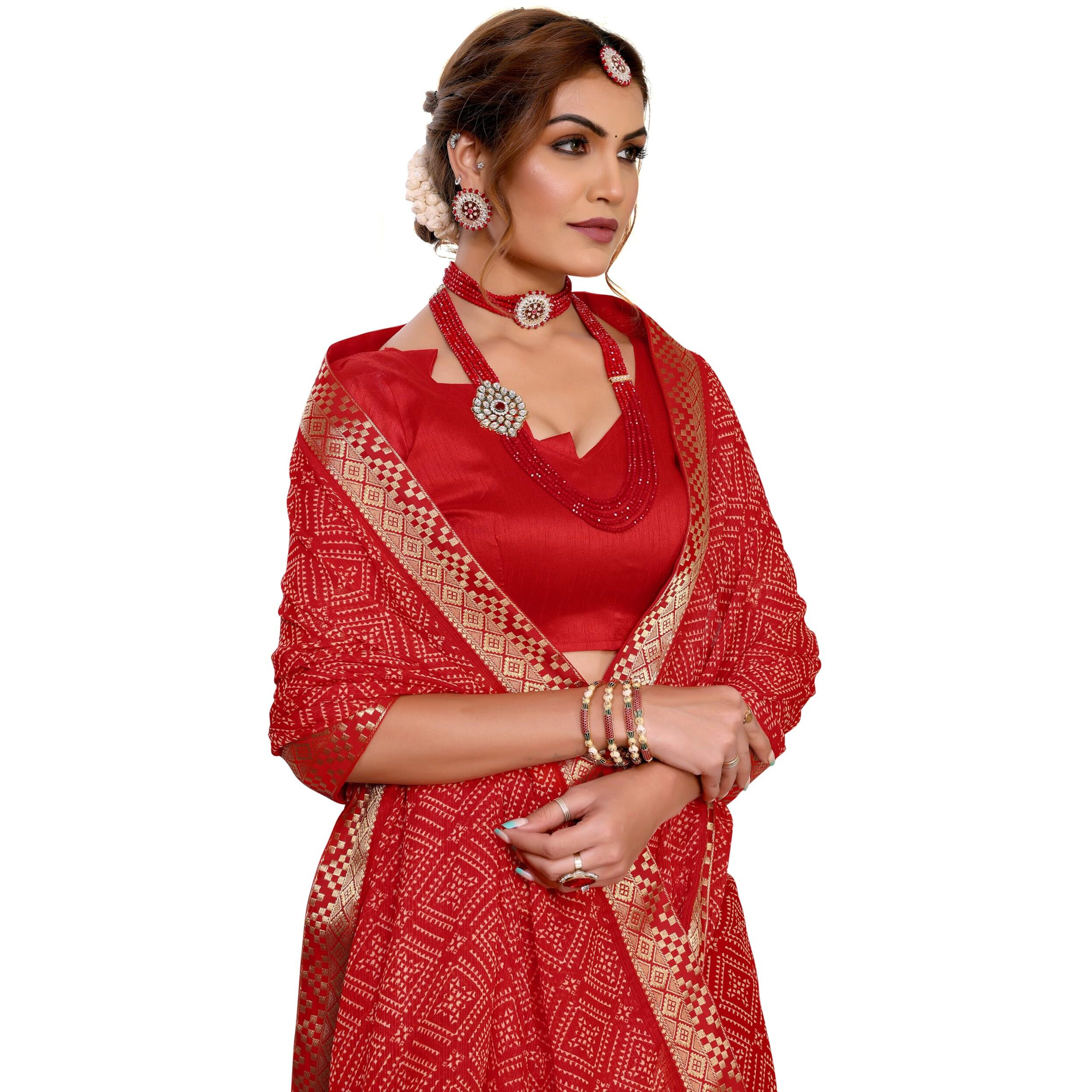 Yashika Women's Woven Latest Georgette Saree with Lace and Blouse Material (AZ-YS-P3-PADMINI-VANSHI-Parent-NEW_Red)