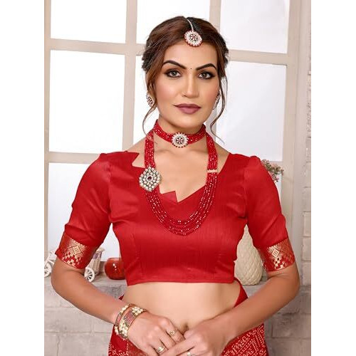 Yashika Women's Woven Latest Georgette Saree with Lace and Blouse Material (AZ-YS-P3-PADMINI-VANSHI-Parent-NEW_Red)