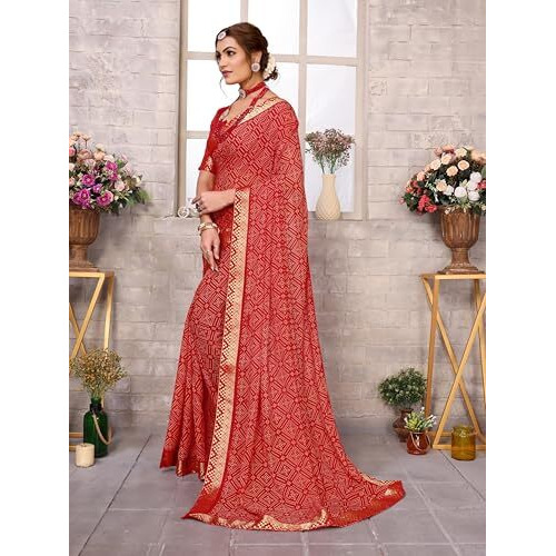 Yashika Women's Woven Latest Georgette Saree with Lace and Blouse Material (AZ-YS-P3-PADMINI-VANSHI-Parent-NEW_Red)