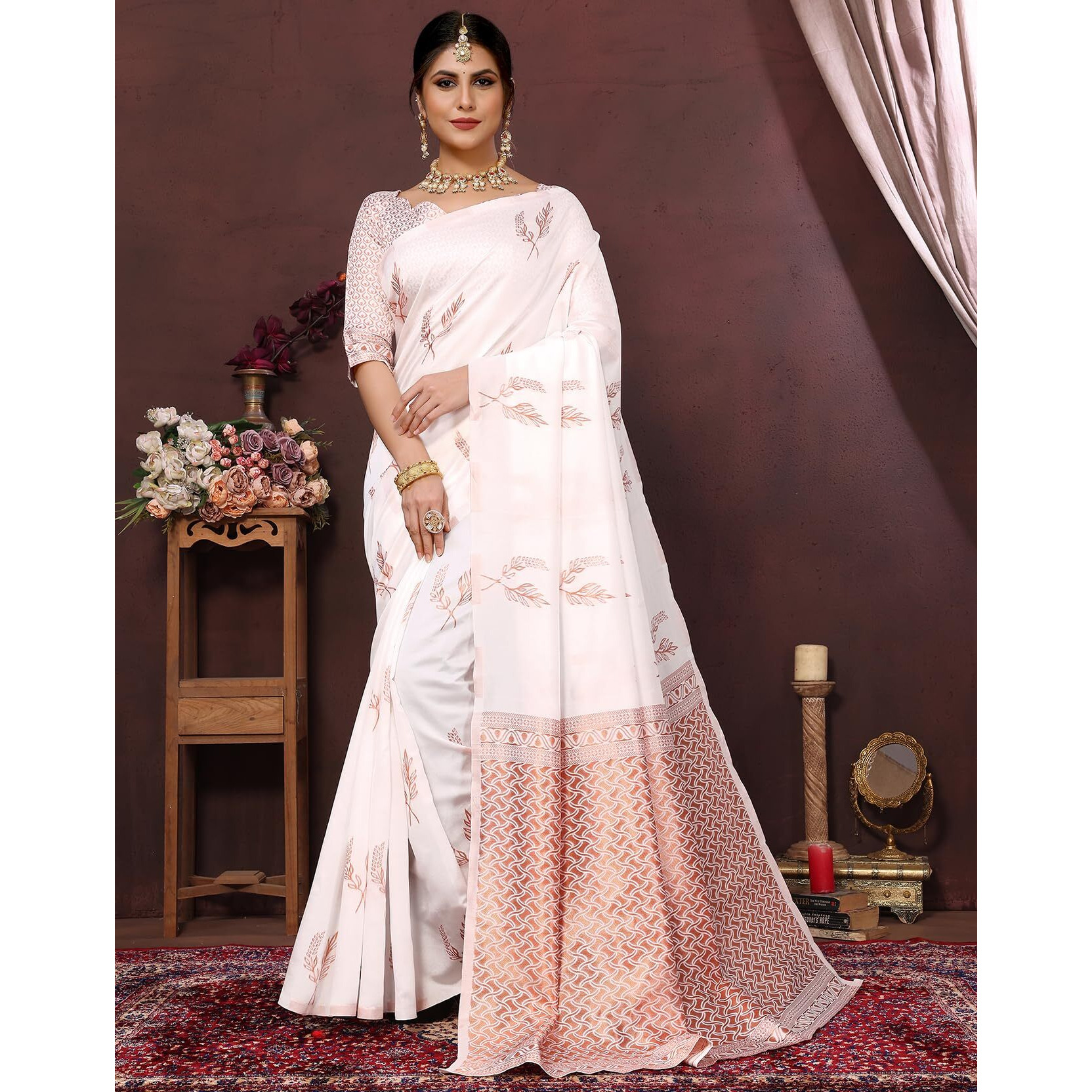 Yashika Present Banarasi Kanjivaram Silk Saree For Fashionable Women||AZ-YS-P4-New MALIYA-Parent (White)