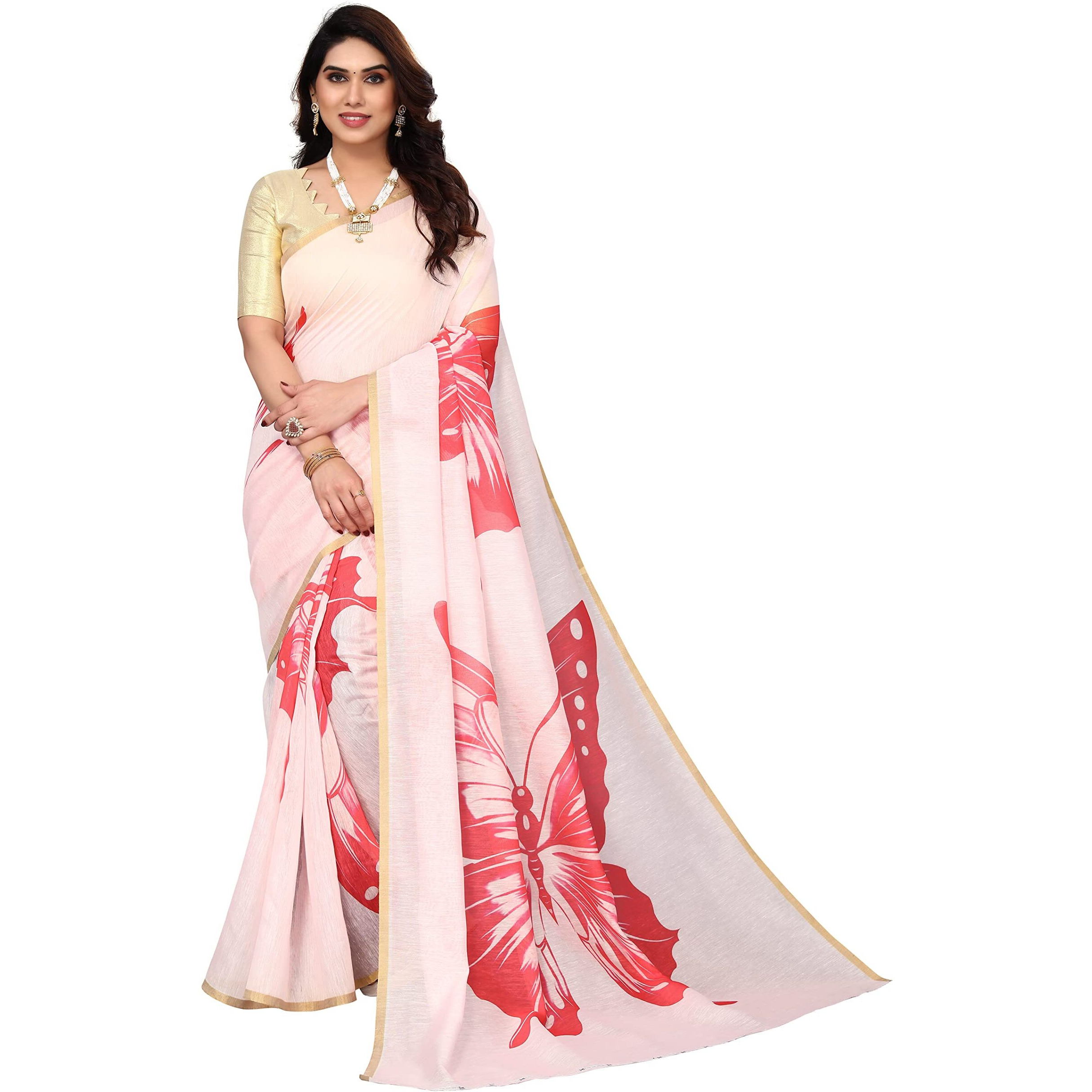 Yashika Women's Organza Art Silk Saree with Blouse Piece (HASTI Baby Pink)