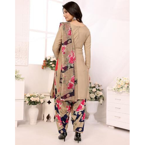 Yashika Women's Printed Dress Material - Unstitched Crepe Fabric Kurti, Pants & Dupatta Set (AZ-YS-P4-ADMIRING PINK)