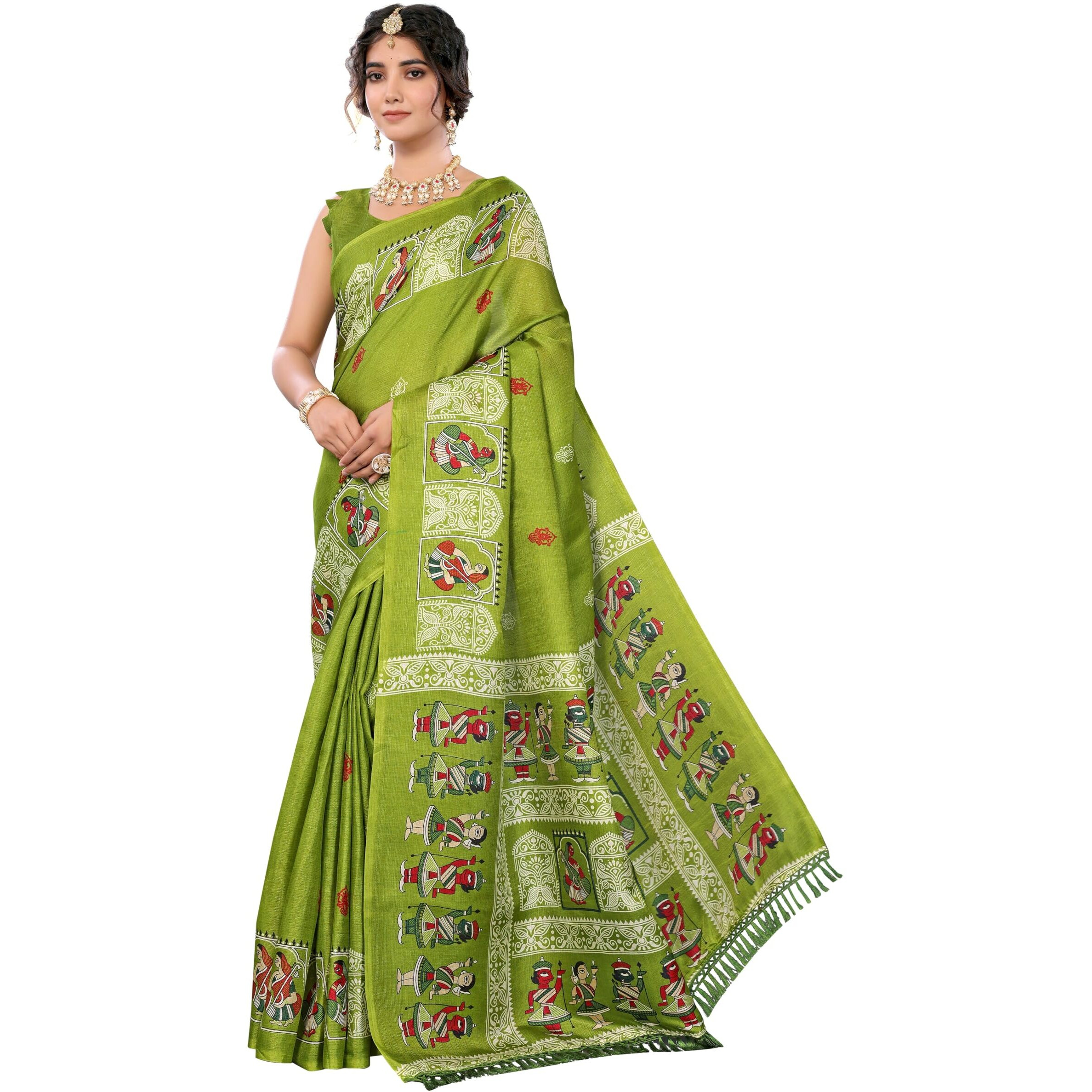 Yashika Women's Woven Latest Art Silk and Tassels Saree with Unstitched Blouse Material (AZ-YS-P1-NAFIZA-Parent-NEW_Pista)