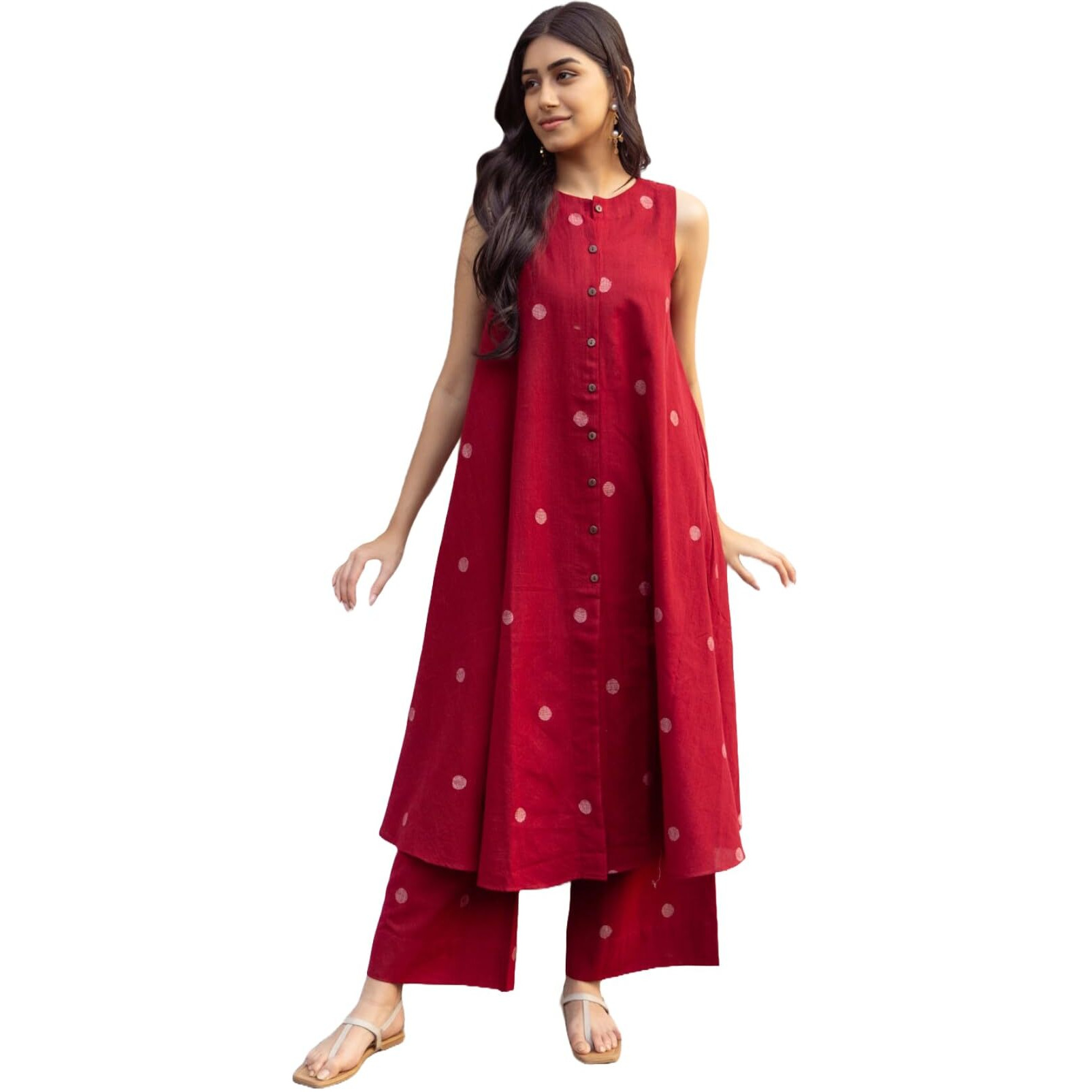 ANNI DESIGNER Women's Rayon Blend Straight Printed Kurta with Palazzo (DEEKSHA RED_XXL_Red_XX-Large)