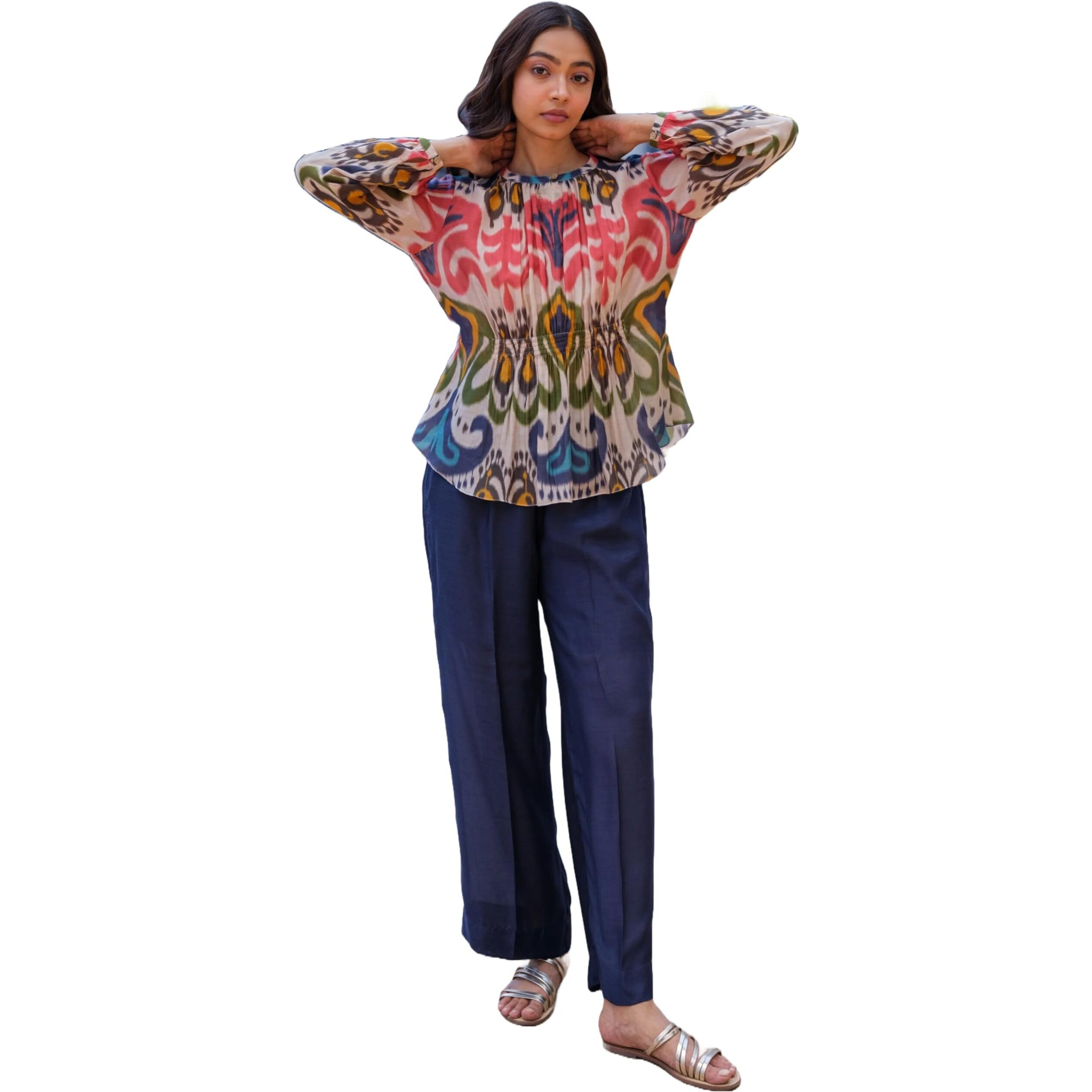 ANNI DESIGNER Women's Rayon Blend Short Length Printed Co-Ord Set (Paran Grey_M_Grey_Medium)