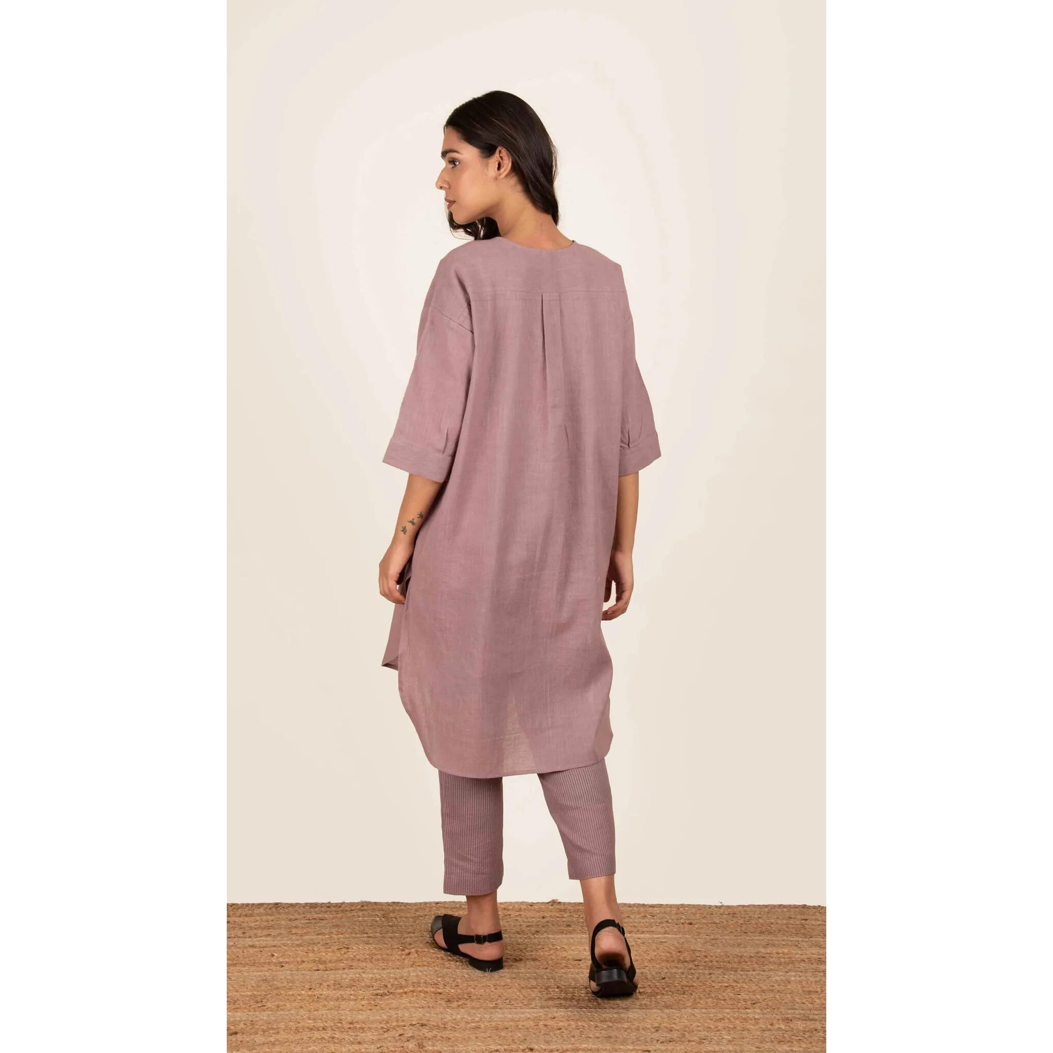 ANNI DESIGNER Women's Rayon Blend Straight Solid Kurta with Pant (Nanital Purple_S_Purple_Small)