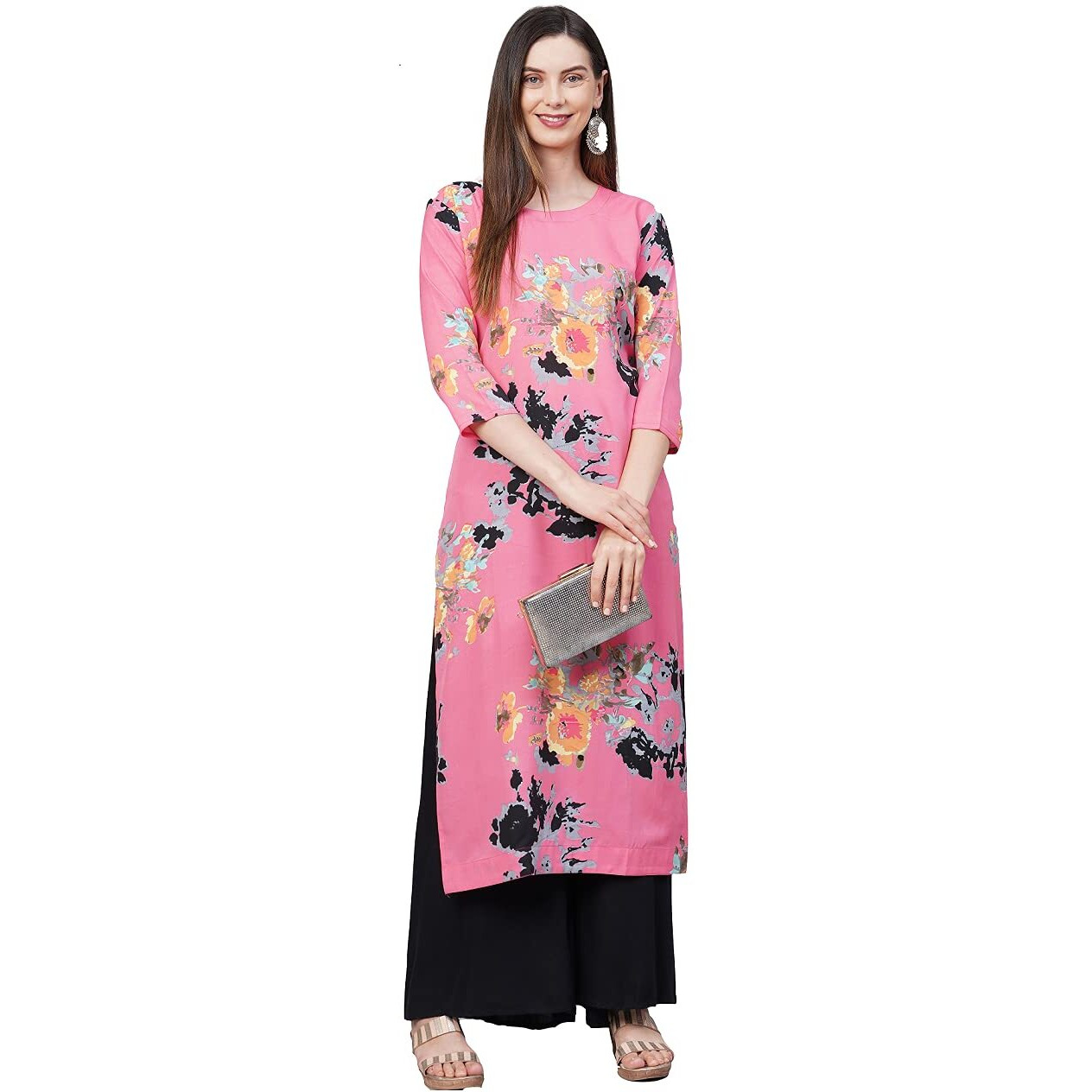 ANNI DESIGNER Women's Crepe Straight Printed Kurta Pack of 6 (Crepe Combo-6_99_M_Newly_Multicolor_Medium)