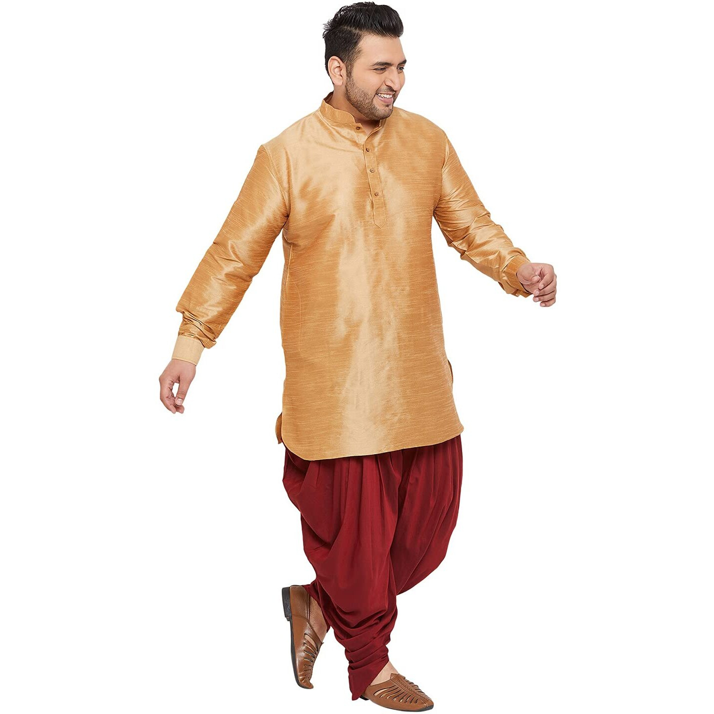 VASTRAMAY Plus Men's Aqua Blue Silk Blend Kurta (VPLUSMK001AQ_44)