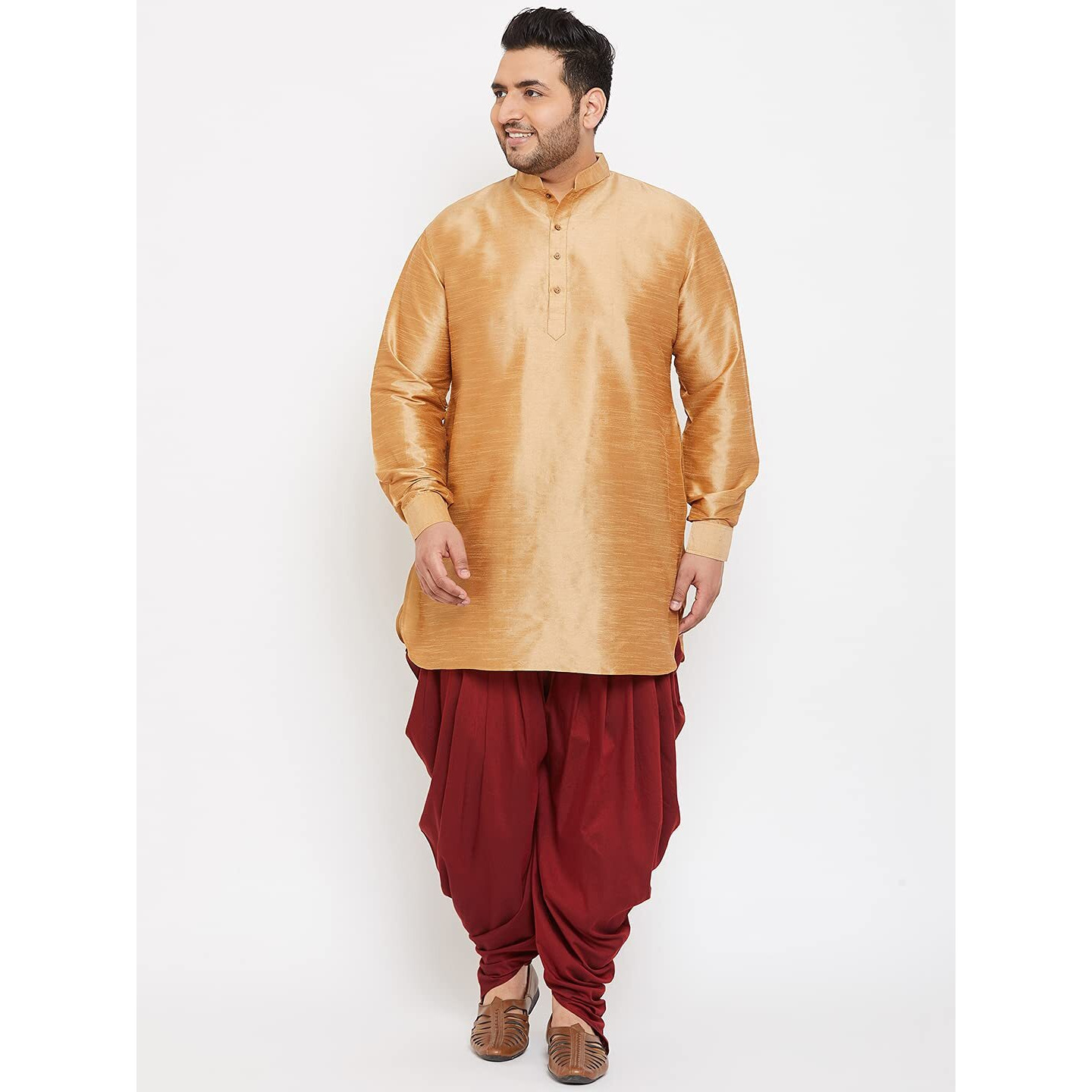 VASTRAMAY Plus Men's Aqua Blue Silk Blend Kurta (VPLUSMK001AQ_44)