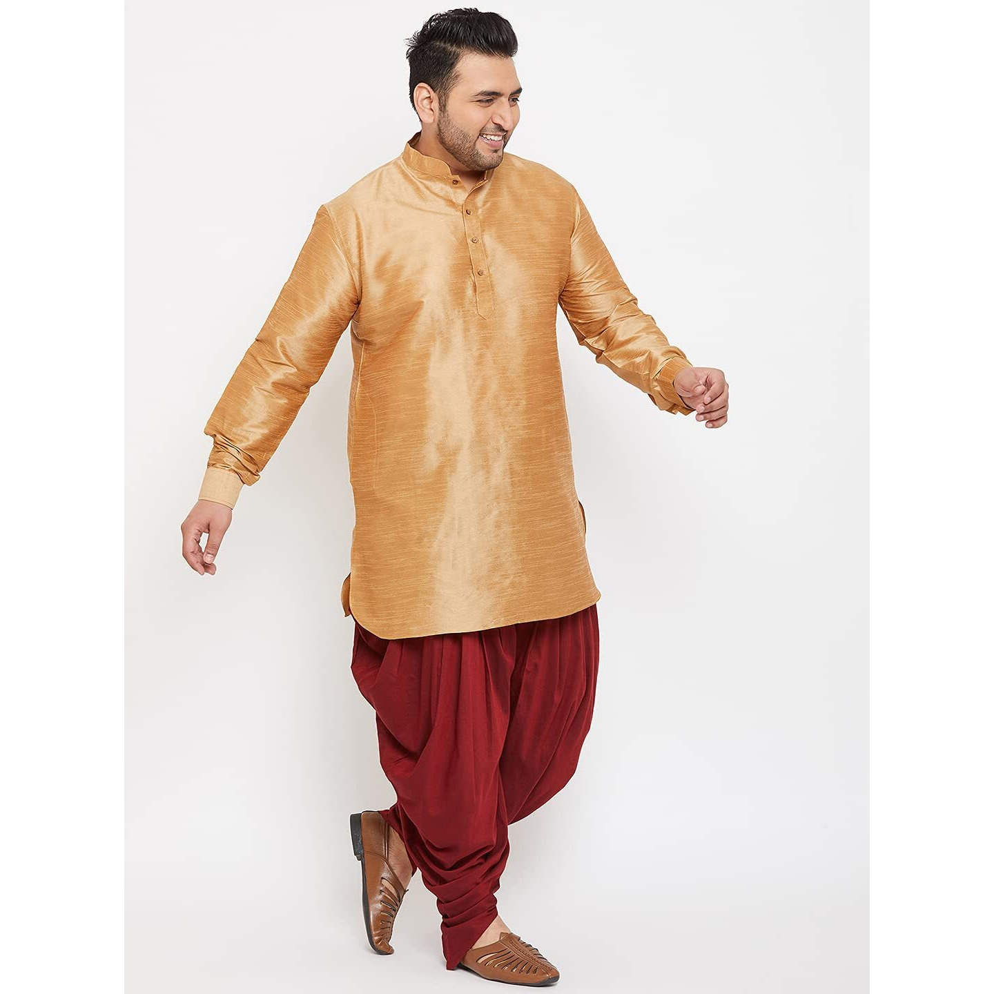 VASTRAMAY Plus Men's Aqua Blue Silk Blend Kurta (VPLUSMK001AQ_44)