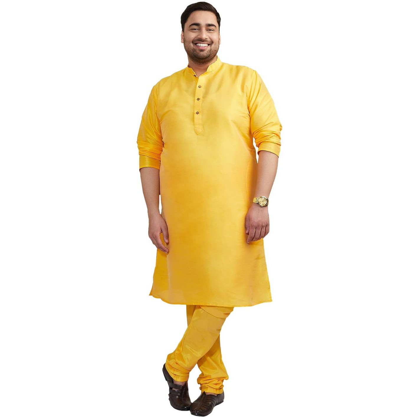 VASTRAMAY Plus Size Men's Silk Blend Kurta Set-New