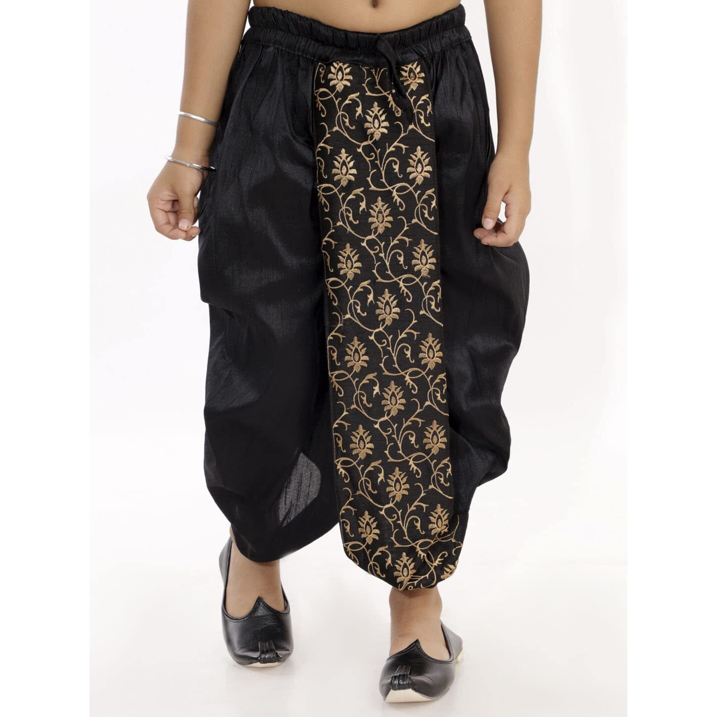 VASTRAMAY Boys' Black Traditional Embroidered Dhoti_VASBDT006BL_26