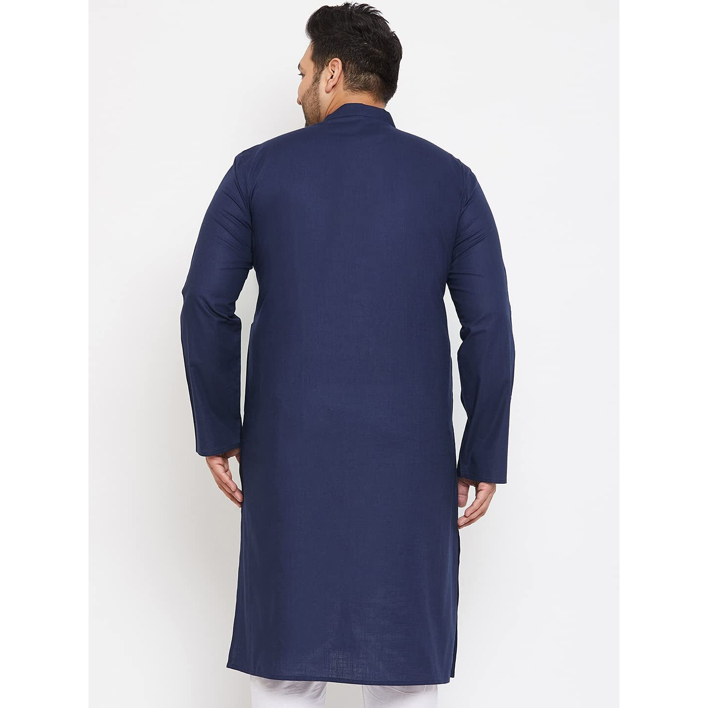 VASTRAMAY Plus Mens Cotton Blend Navy Blue Kurta - Timeless Elegance for Festivals & Events_VPLUSMK007NB_54