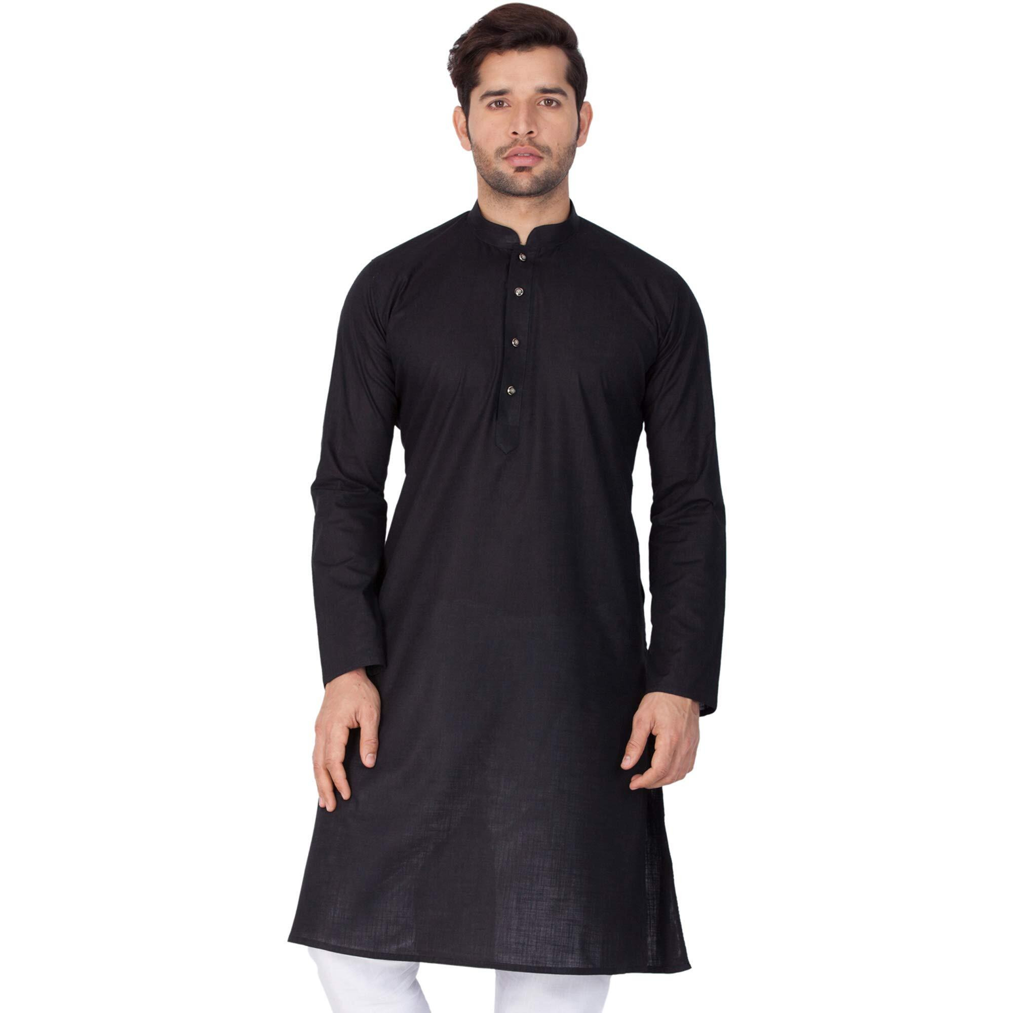 VASTRAMAY Men's Cotton Linen Kurta, Solid Design, Comfortable Fit for Casual, Ideal for Weddings, Parties, and Celebrations