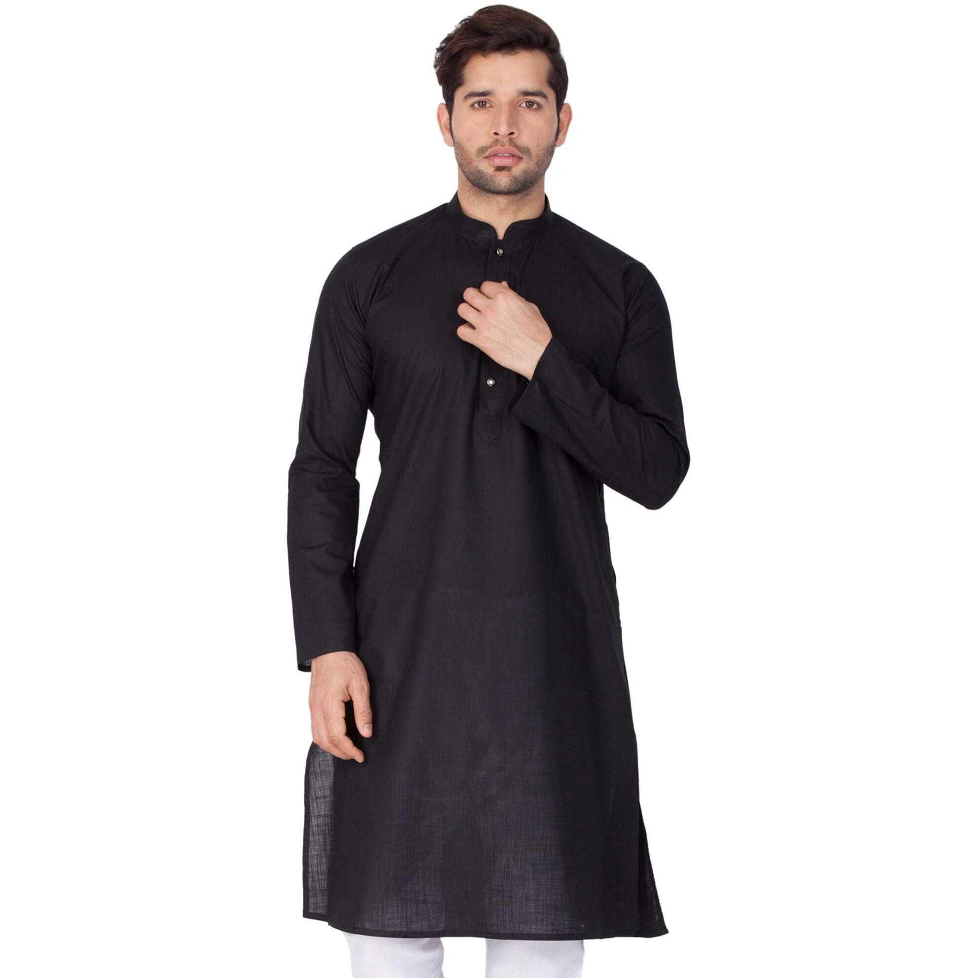 VASTRAMAY Men's Cotton Linen Kurta, Solid Design, Comfortable Fit for Casual, Ideal for Weddings, Parties, and Celebrations
