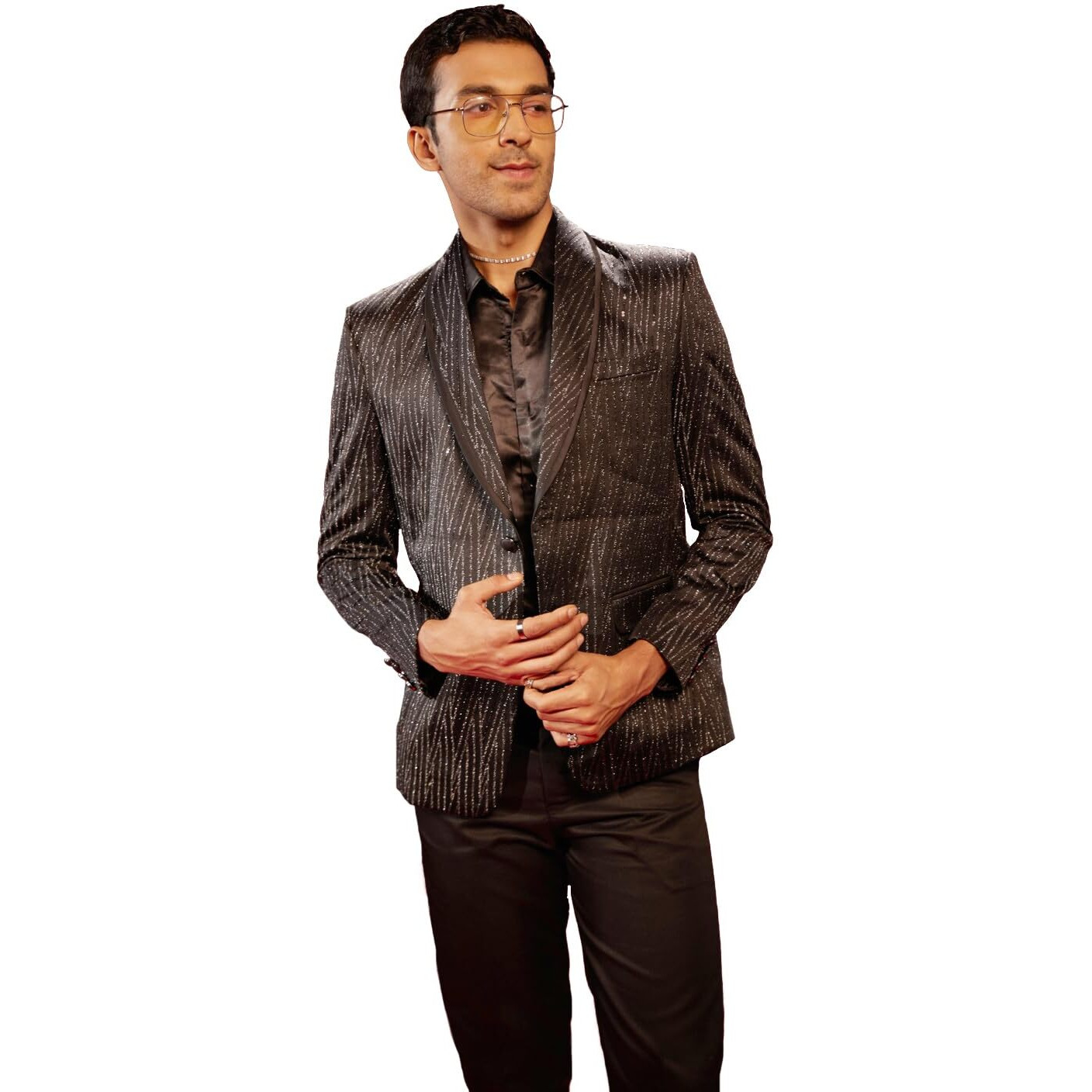 VASTRAMAY Men's Black Silk Blend Blazer_VSHRMCT028BL_38