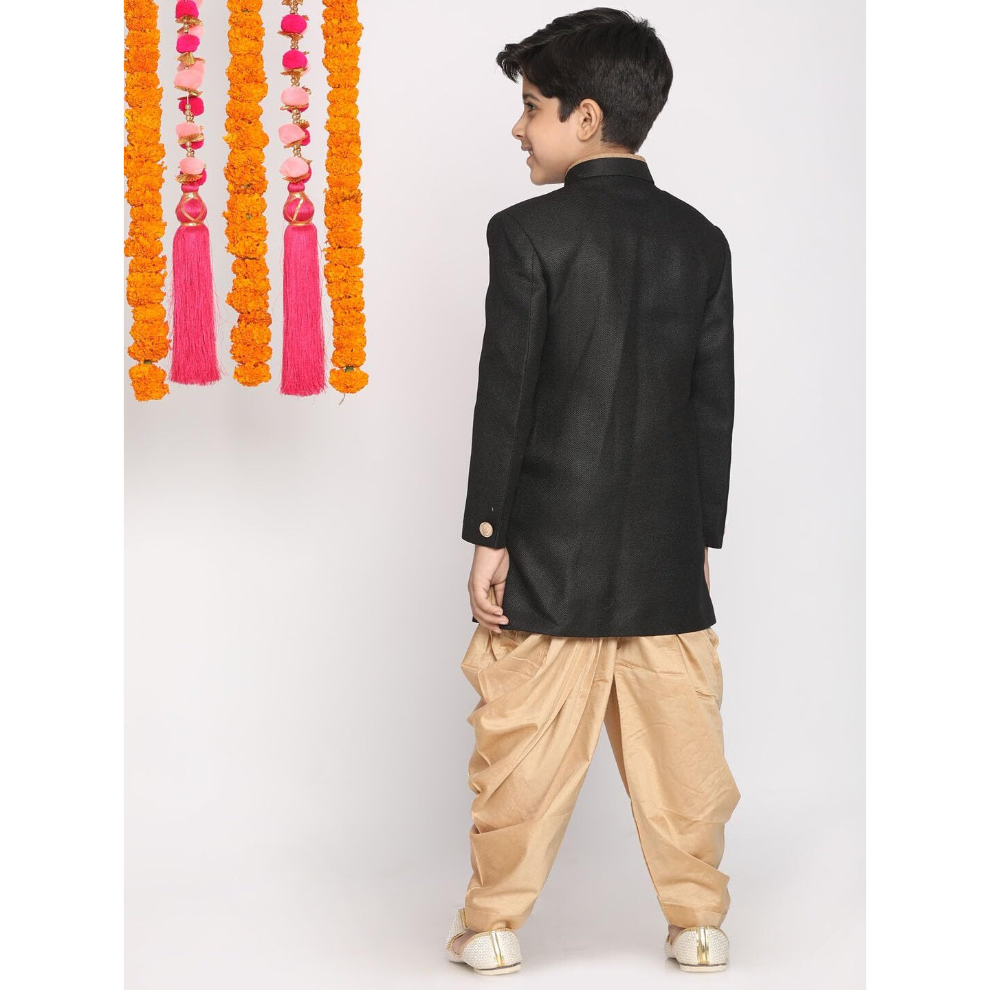 JBN Creation Boys' Black And Rose Gold Indowestern Set_VASBIW022BLnCDRG_30