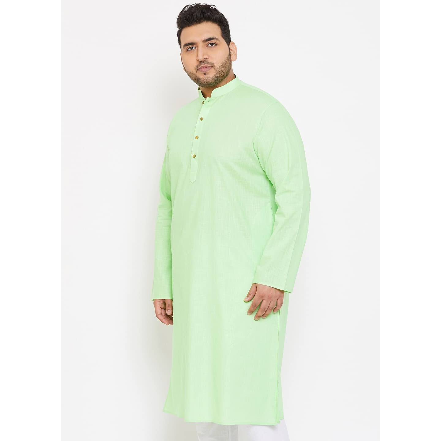 VASTRAMAY Plus Mens Cotton Blend Mint Green Kurta - Timeless Elegance for Festivals & Events_VPLUSMK007MG_50