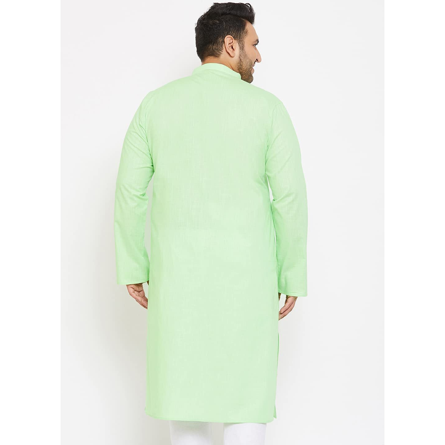 VASTRAMAY Plus Mens Cotton Blend Mint Green Kurta - Timeless Elegance for Festivals & Events_VPLUSMK007MG_50