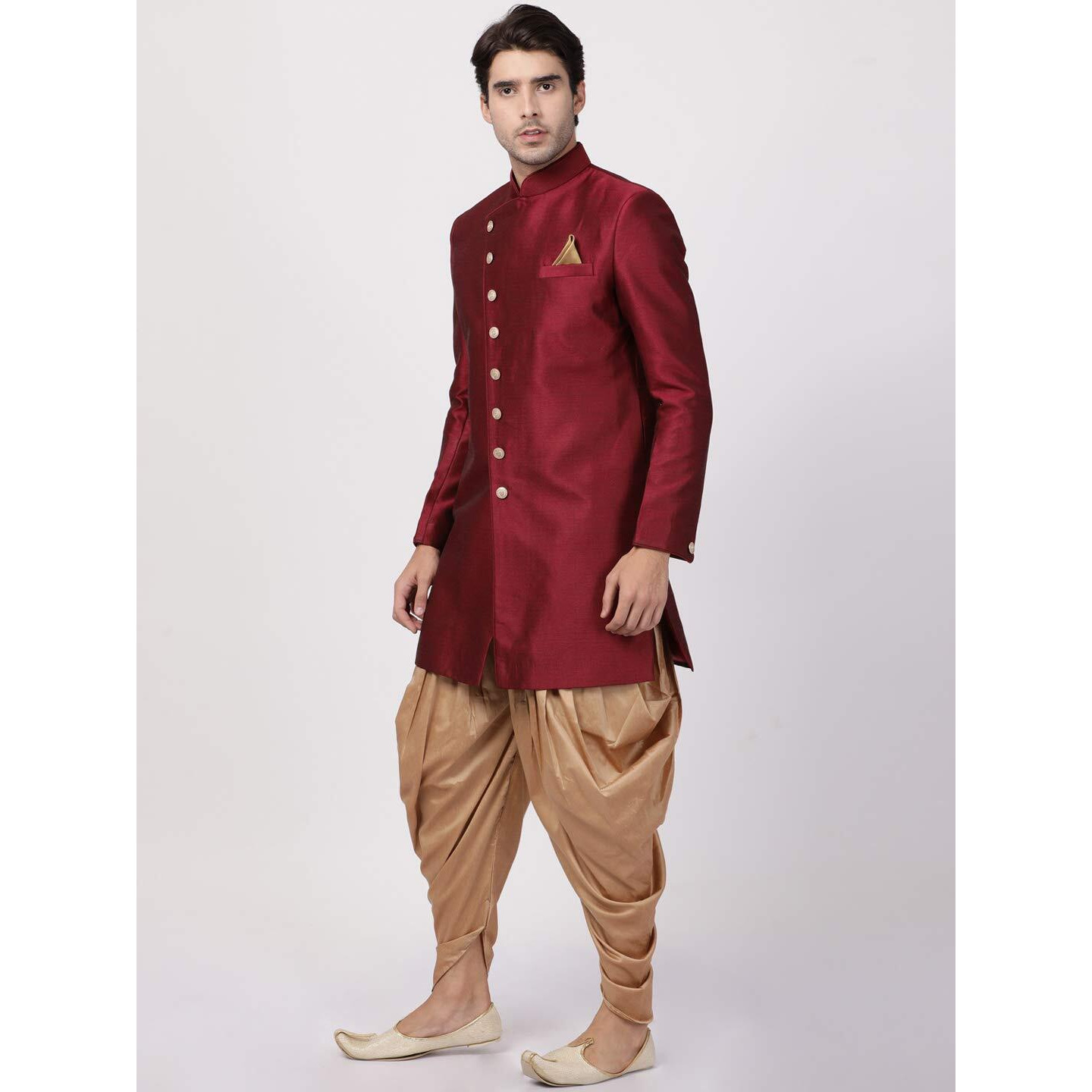 VASTRAMAY Men's Maroon Silk Blend Sherwani Set_VASMIW005MAnCDRG_38
